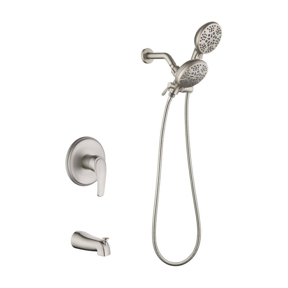 Rain Single Handle 7-Spray Tub Shower Faucet Handheld Combo with Valve 1.8 GPM Adjustable shower Head in Nickel price history on PriceWatchPro