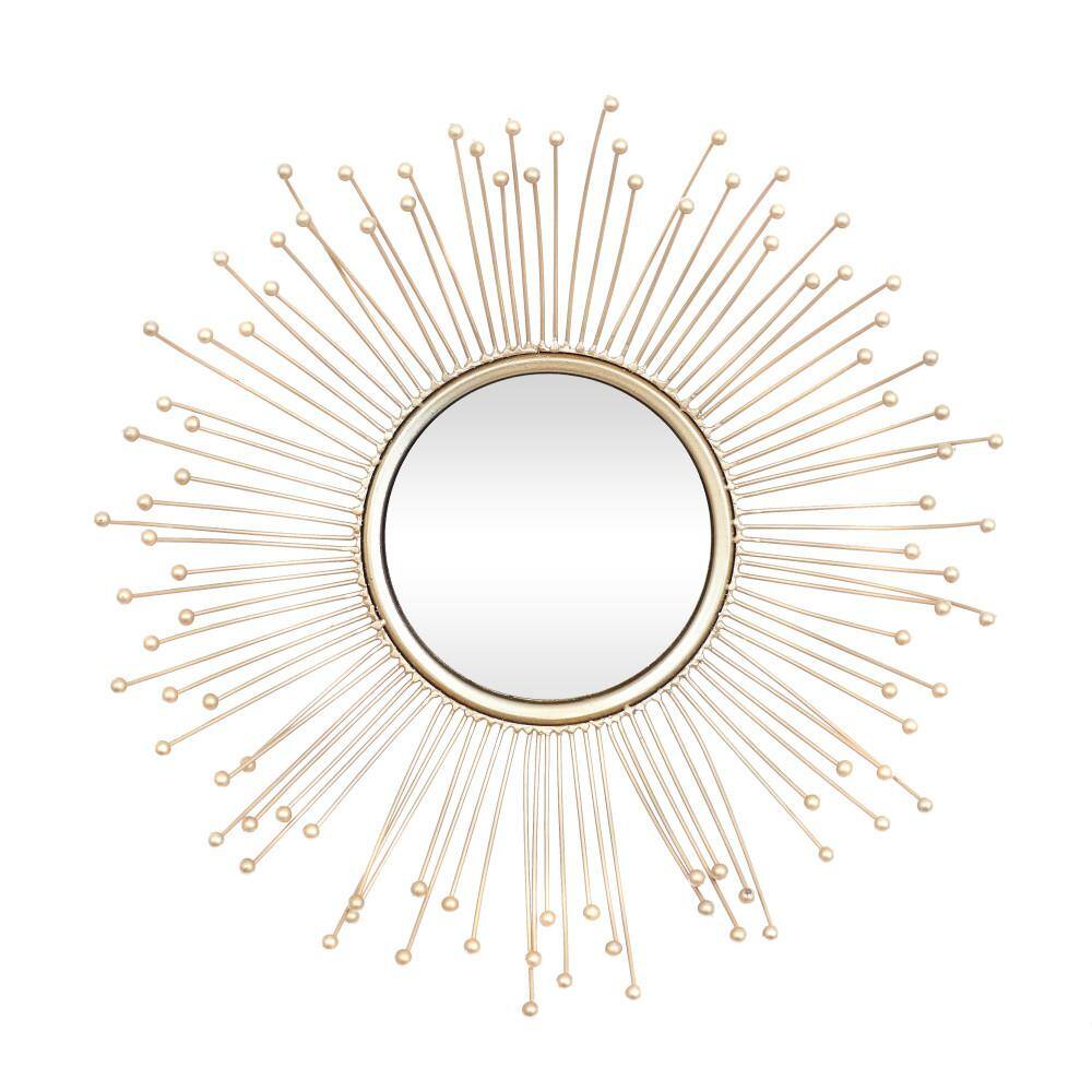Glamorous Gold Starburst Round Wall Mirror Set of 3
