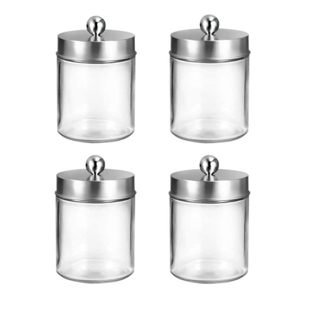 4-Piece Apothecary Jar Set with Lids in Brushed Nickel, Bath Accessory Set with Stainless Steel Lids and Stickers price history on PriceWatchPro