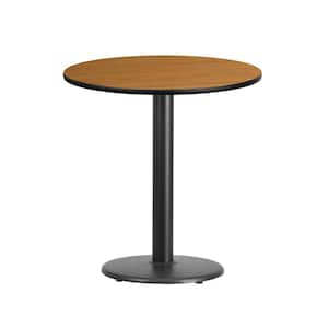 24 in. Round Black and Natural Laminate Table Top with 18 in. Round Table Height Base