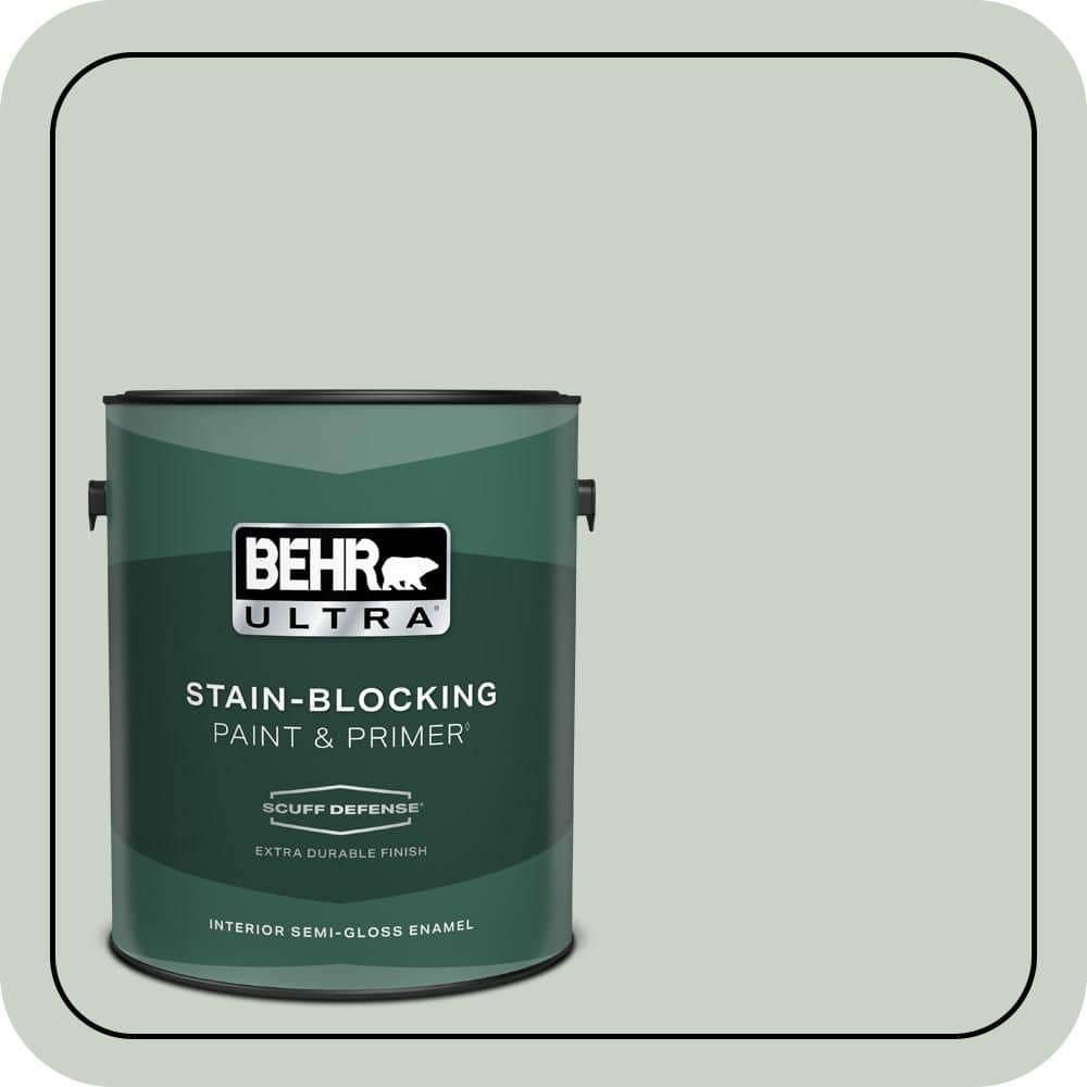 1 gal. #MQ3-48 Shy Green Extra Durable Semi-Gloss Enamel Interior Paint & Primer price history on PriceWatchPro