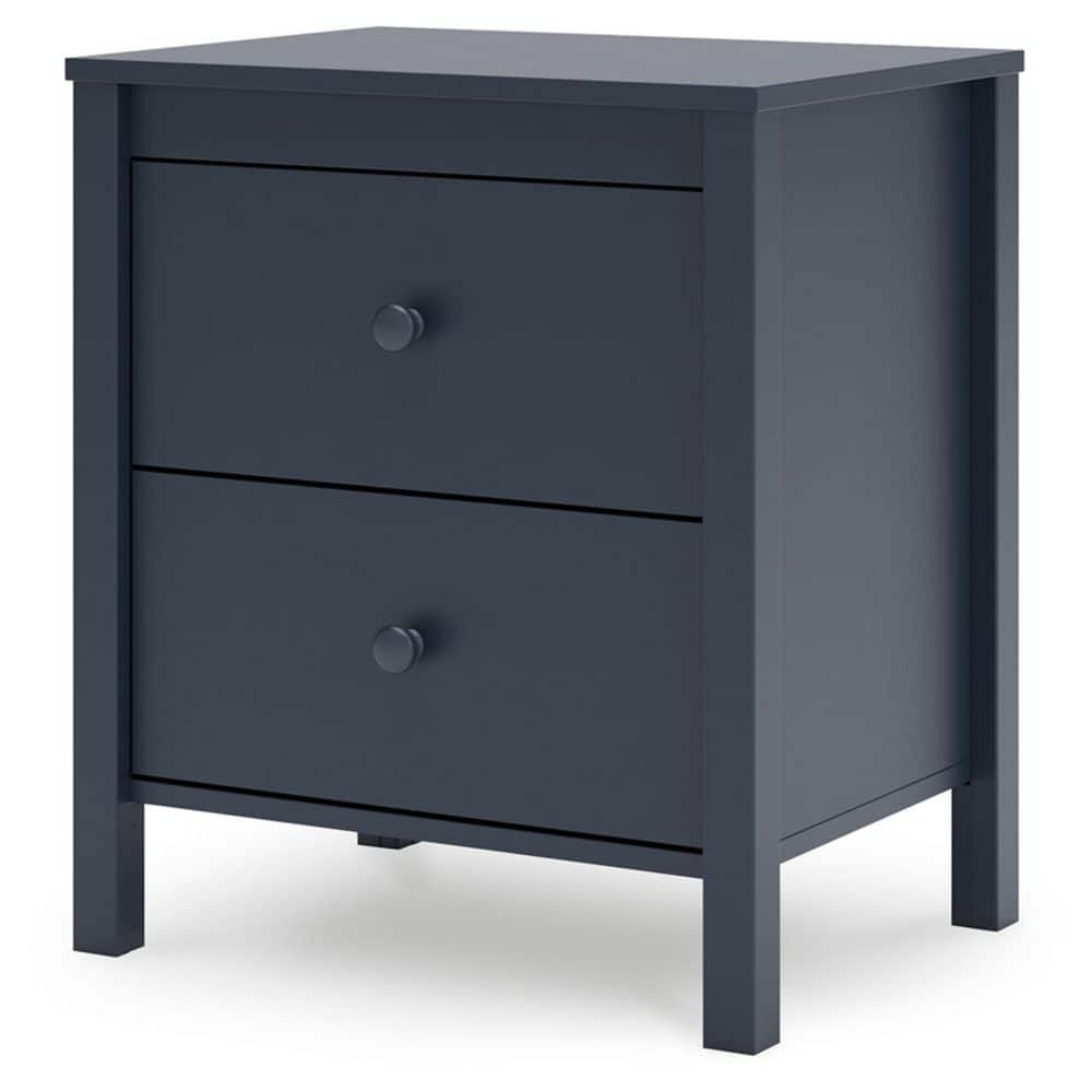 Navy Blue Transitional 2-Drawer Nightstand
