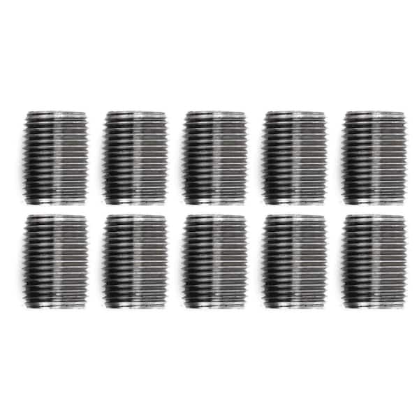 PIPE DECOR 1/2 in. x 1 in. Black Industrial Steel Grey Plumbing Close Nipple (10-Pack)