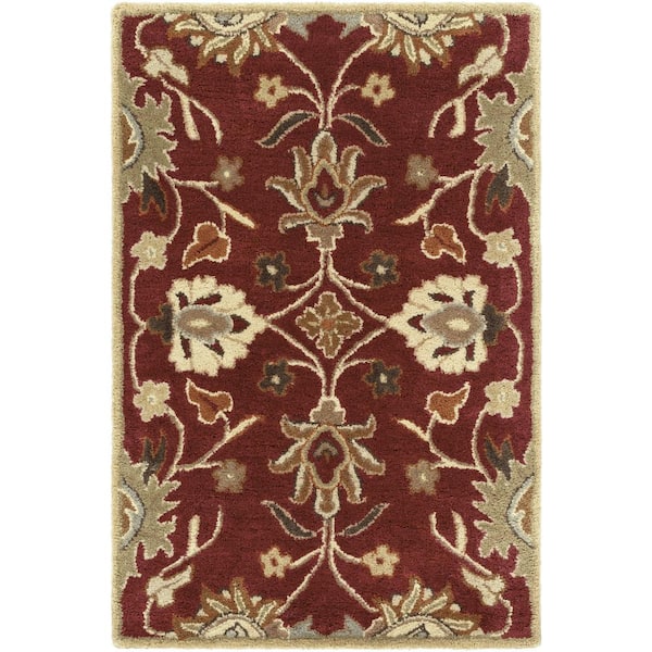 Livabliss Cambrai Burgundy Doormat 2 ft. x 3 ft. Indoor Area Rug