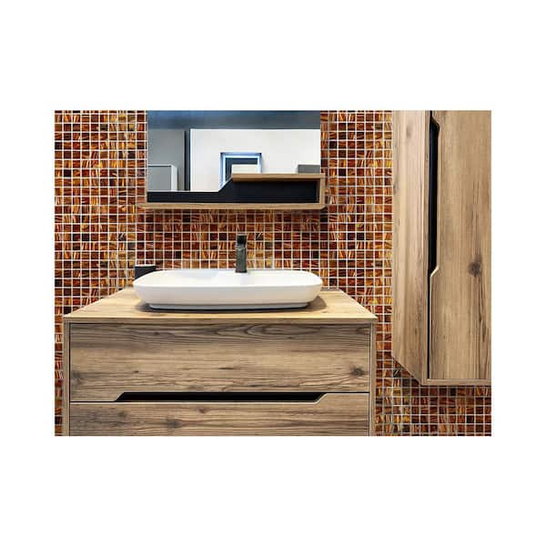 Celestial Glossy Brown and Gold 12 in. x 12 in. Glass Mosaic Wall and Floor Tile (20 sq. ft./case) (20-pack)