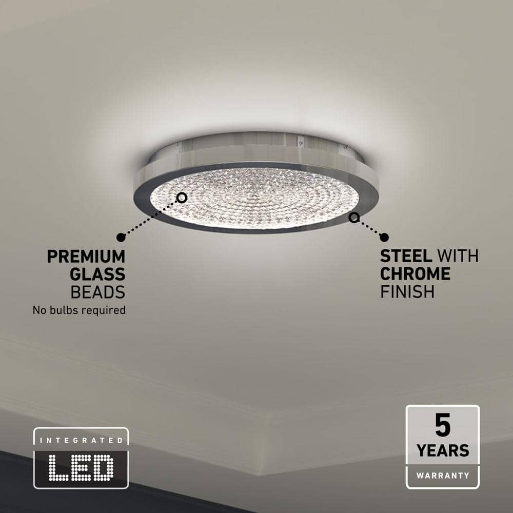 Chrome and Glass LED Flush Mount Ceiling Light