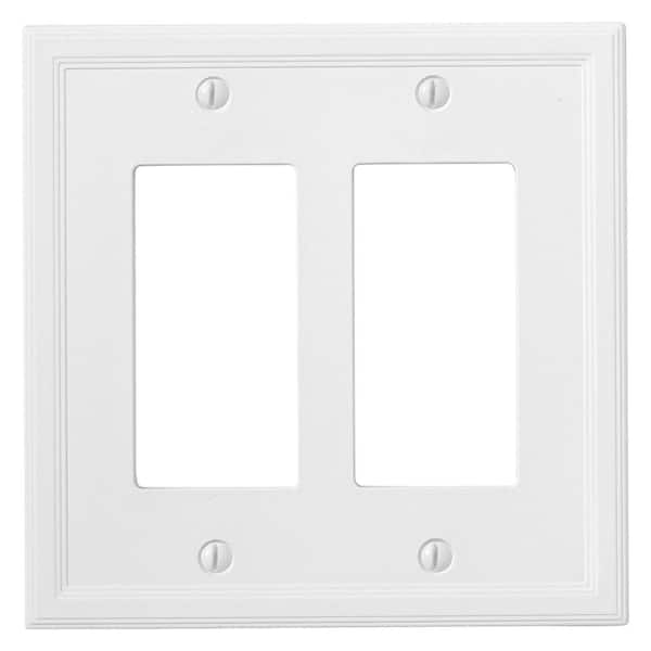 Hampton Bay 2-Gang Bright White Insulated GFCI Stone Wall Plate (1-Pack)
