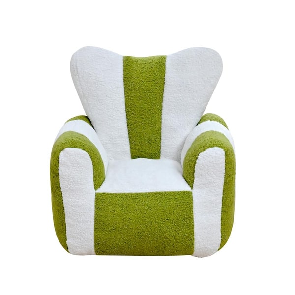 Teddy 23.6 in. Bean Bag Chair White Green Teddy Fabric Foam Filled with Heart-Shaped Backrest