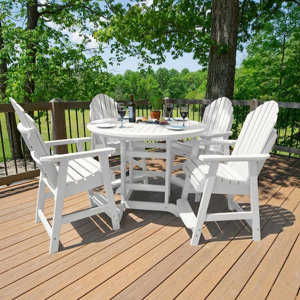 Hamilton 5-Piece White Round Balcony Height Dining Set