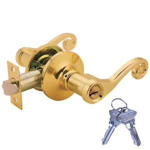 Brass Finish Modern Victorian Scroll Bathroom Internal Door Handles Set Lock D29 