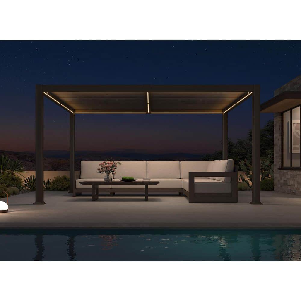 PURPLE LEAF 10 ft. x 14 ft. Bronze Aluminum Outdoor Louvered