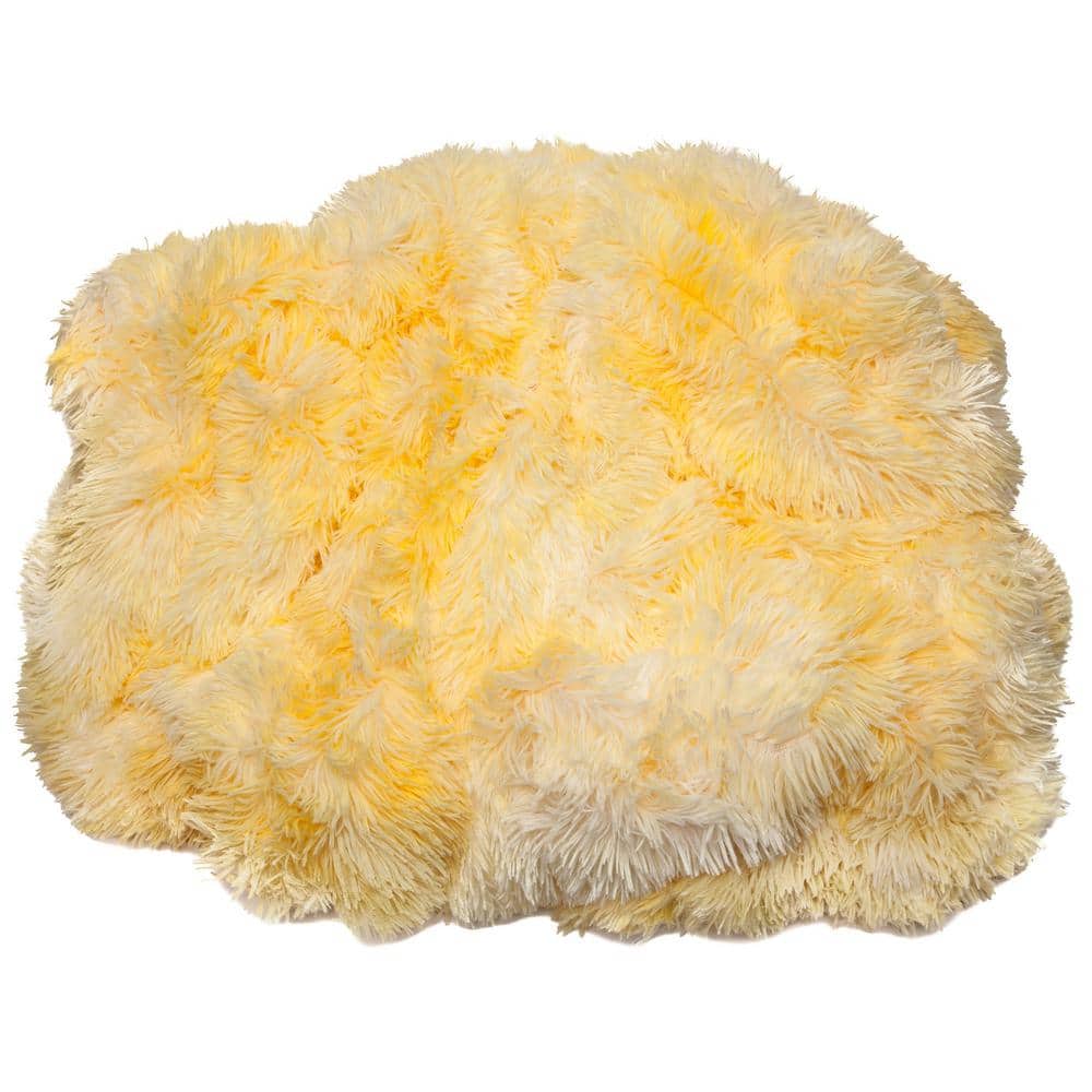 Yellow Faux Fur Sherpa Reversible Toddler Blanket