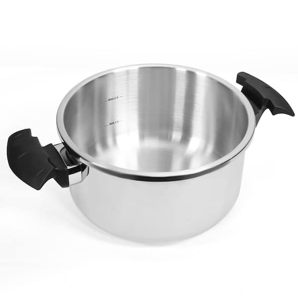 Turbo 6 qt. Silver Stove Top Pressure Cooker Induction Compatible with Easy-Lock Lid