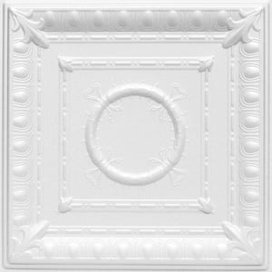 Romanesque 1.6 ft. x 1.6 ft. Glue Up Foam Ceiling Tile in Plain White (21.6 sq. ft./case)