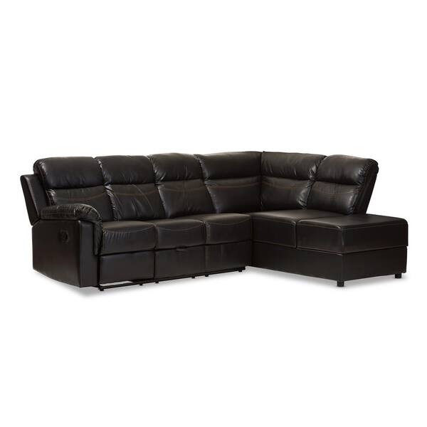 Baxton Studio Roland 2 Piece Black Faux Leather 6 Seater L Shaped Right Facing Chaise Reclining Sectional Sofa 28862 7173 Hd The Home Depot Baxton Studio Roland 2 Piece Black Faux, Jcpenney Leather Sectional Sofa