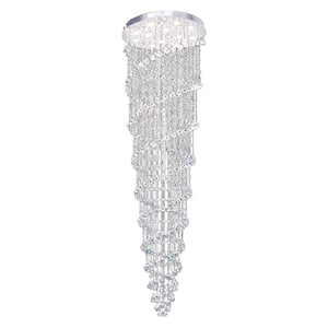 Jenela 12-Light Dimmable Integrated LED Chrome Crystal Waterfall Cylinder Chandelier for Living Room