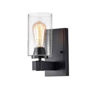 Alina 10.83 in. 1-Light Indoor Black Finish Wall Sconce with Light Kit