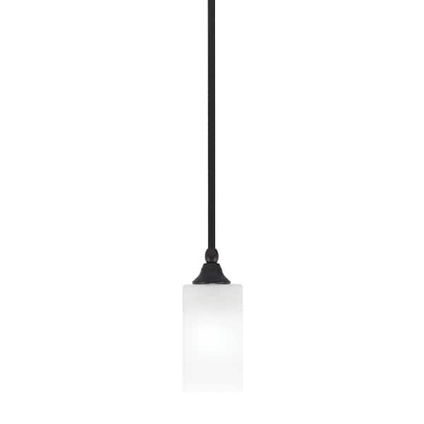 Unbranded Sparta 100-Watt 1-Light Espresso Shaded Pendant Light Mini Pendant with White Marble Glass, No Bulb Included