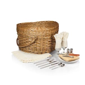 Picnic Time Kansas Navy Blue and White Stripe Handwoven Wood Picnic Basket  350-01-211-0000 - The Home Depot