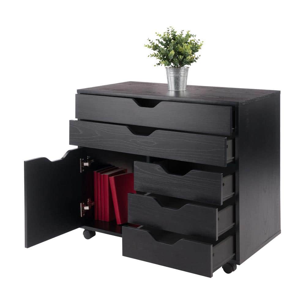 Modern Halifax 5-Drawer Mobile Storage Cabinet in Black