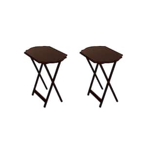 Janet 23.62 in. Espresso Brown Rectangle Wood Snack Tray End Table (Set of 2)