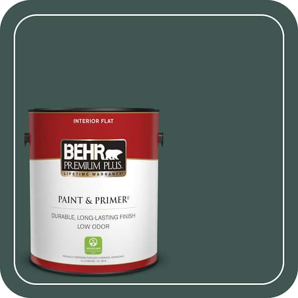 BEHR PREMIUM PLUS 1 gal. Home Decorators Collection #HDC-CL-21A Dark Everglade Flat Low Odor Interior Paint & Primer