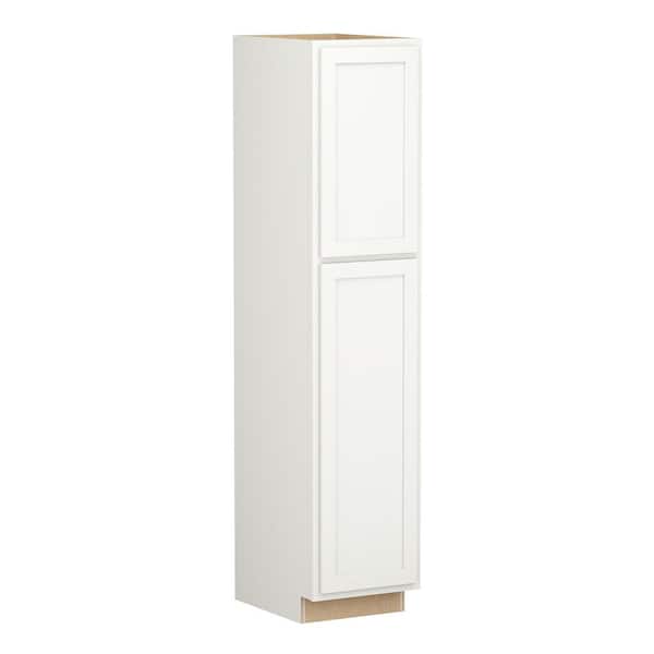 SIMPLY WOODMARK PRO Shaker Partial Overlay 18 in. W x 24 in. D x 84 in. H Plywood Assembled Utility Kitchen Cabinet in Linen White