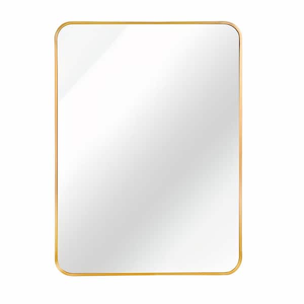 HR 24 in. H x 32 in. W Rectangular Aluminum Alloy Framed Gold Wall Mirror