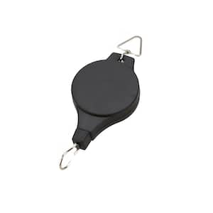 Black Plastic Retractable Plant Hanger Auto Lock, Adjustable Hook for Garden Baskets Pots, Birds Feeder (3-Pack)