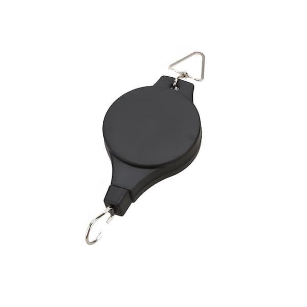 Wellco Black Retractable Plant Hanger Auto Lock, Heavy-Duty, Adjustable Hook for Garden Baskets Pots, Birds Feeder (3-Pack)