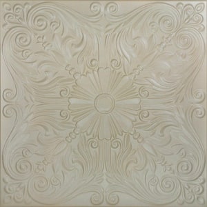 Spanish Silver Lenox Tan 1.6 ft. x 1.6 ft. Decorative Foam Glue Up Ceiling Tile (21.6 sq. ft./case)