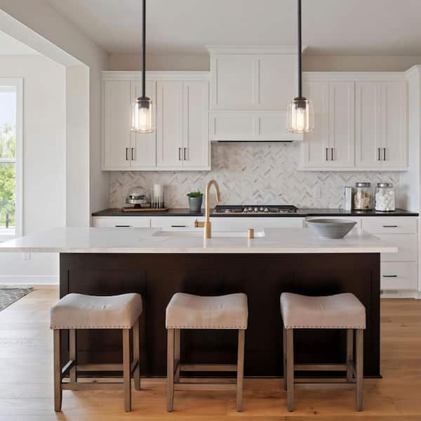 40-Watt 1 Light Black Crystal Pendant Light Kitchen Island Mini Pendant Light with Crystal Shade, No Bulbs Included