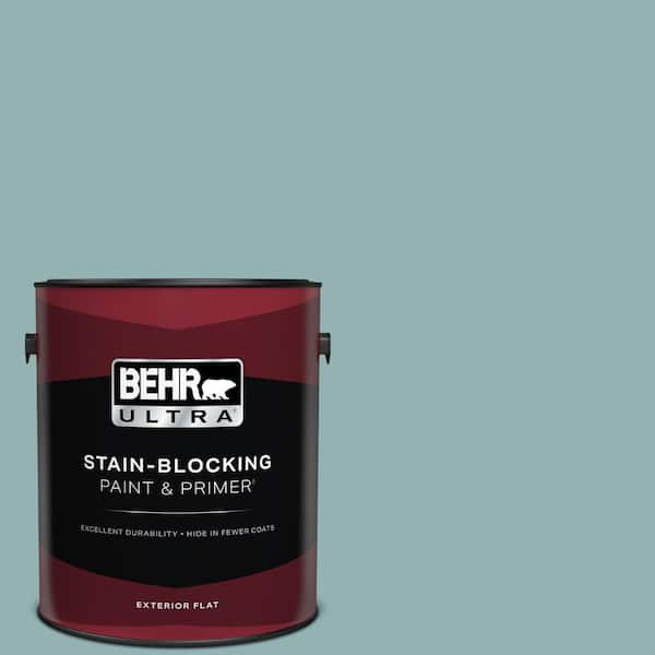 BEHR ULTRA 1 gal. #500F-5 Gulf Winds Flat Exterior Paint & Primer