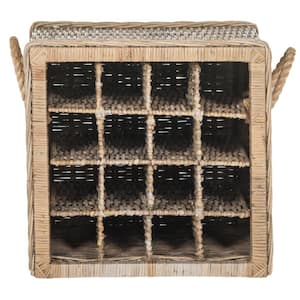 Aziza Beige Stackable 16-Bottle Wine Cage with Handles