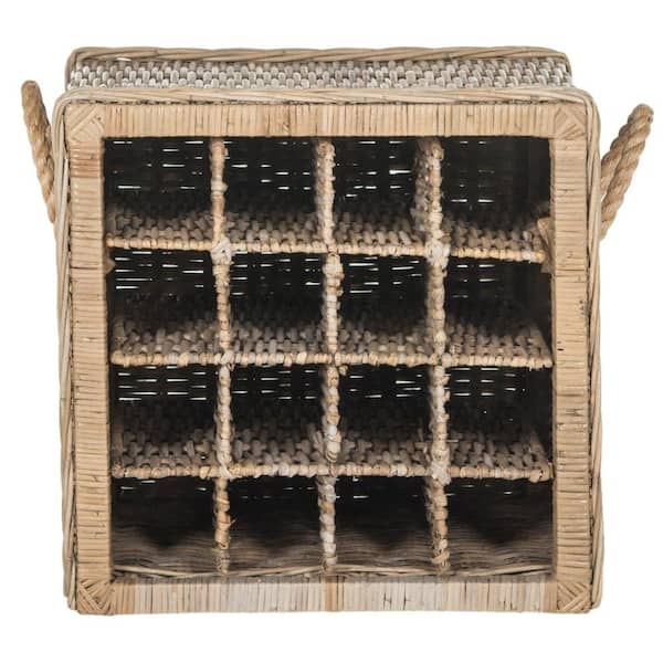 SAFAVIEH Aziza Beige Stackable 16-Bottle Wine Cage with Handles