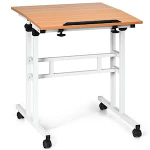 23.5 in. H Rectangular Wood Computer Desk with 4-Wheels