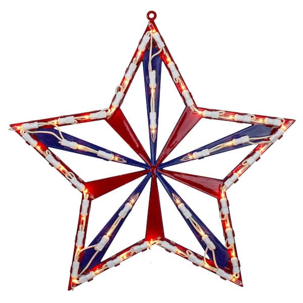 14 in. Lighted Red White and Blue 4th of July Star Window Silhouette Decoration