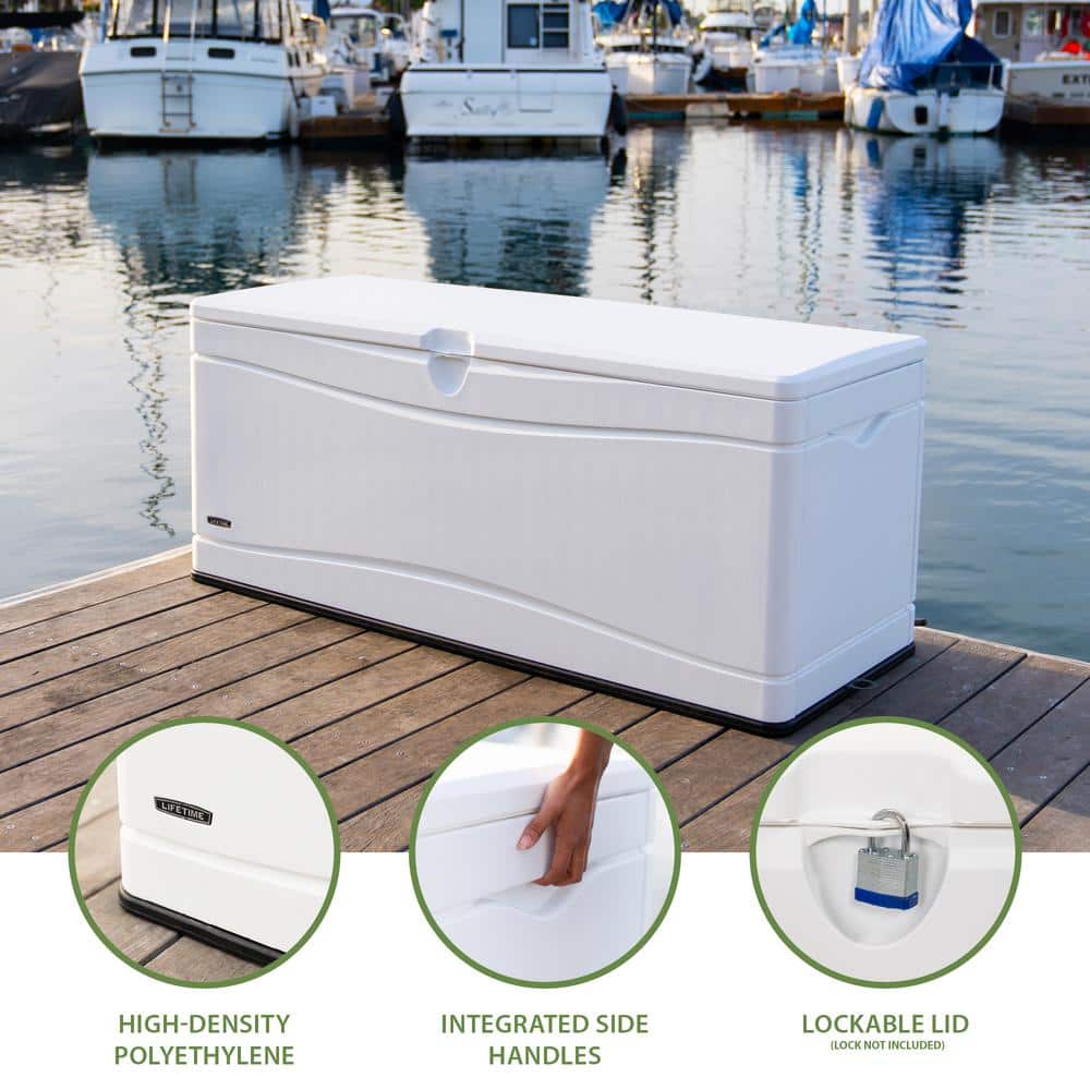 Arctic White Lockable Plastic 130 Gallon Deck Box