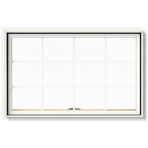 48 in. x 30 in. W-2500 Series White Painted Clad Wood Awning Window w/ Natural Interior and Screen