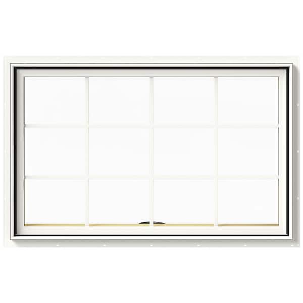 JELD-WEN 48 in. x 30 in. W-2500 Series White Painted Clad Wood Awning Window w/ Natural Interior and Screen
