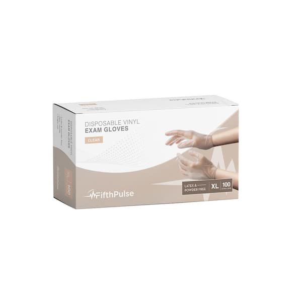 FifthPulse Extra Large Vinyl Powder Free-Medical Examination Disposable Gloves in Clear (100-Count)