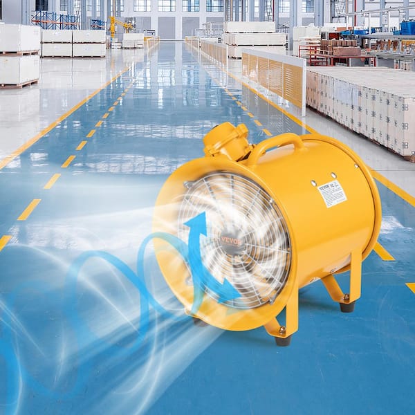 Portable Ventilator 12 in. Blower Fan 550-Watt Exhaust Fan 2500CFM 9.8 ft. Power Cord Industrial Utility Blower, Yellow