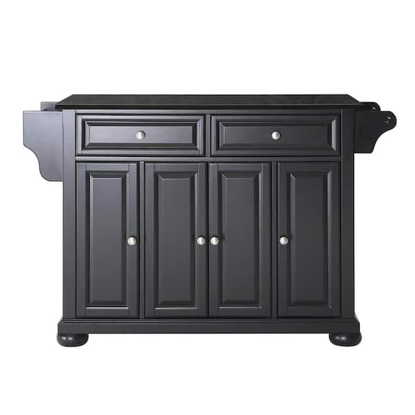 CROSLEY FURNITURE Alexandria Black Kitchen Island with Black Granite Top