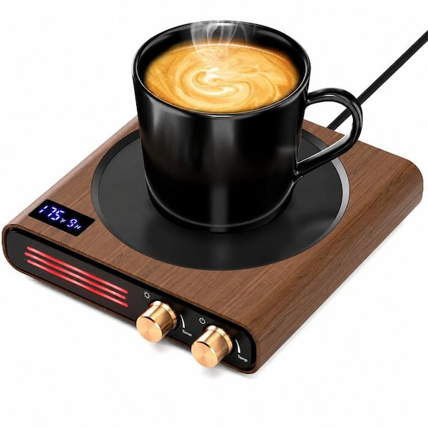 Retro Coffee Mug Warmer for Desk, 50W Fast Heating Cup Warmer with 9 Temp Settings, Timer and LED Lights
