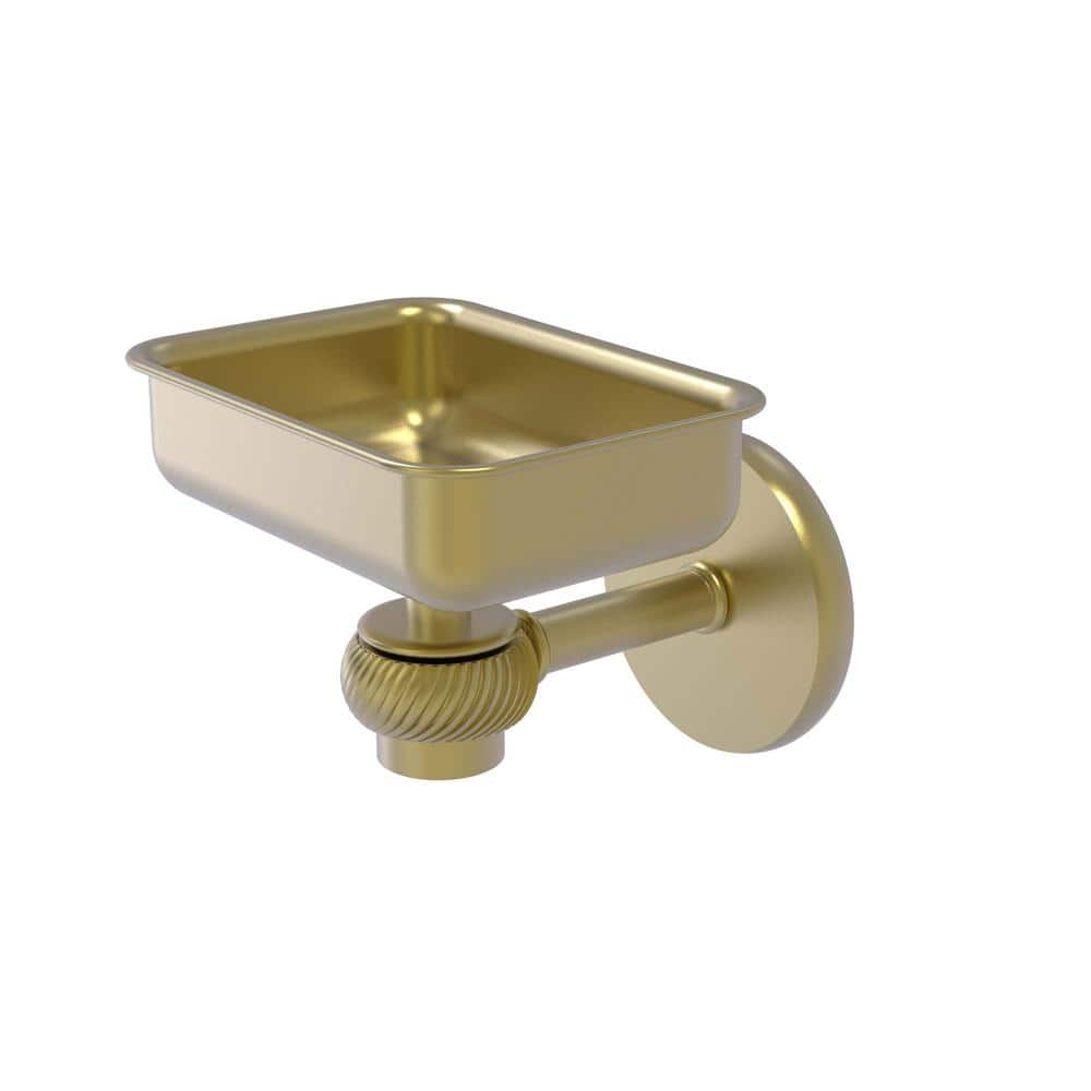 Allied Brass Satellite Orbit One Wall Mounted Soap Dish with Twisted Accents in Satin Brass