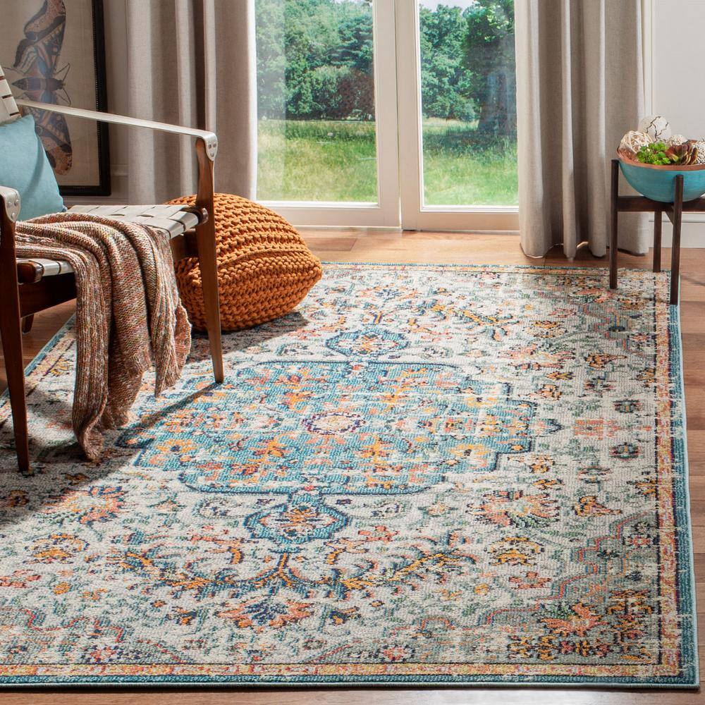 Chic Metro-Mod Grey & Light Blue 8' x 10' Synthetic Area Rug