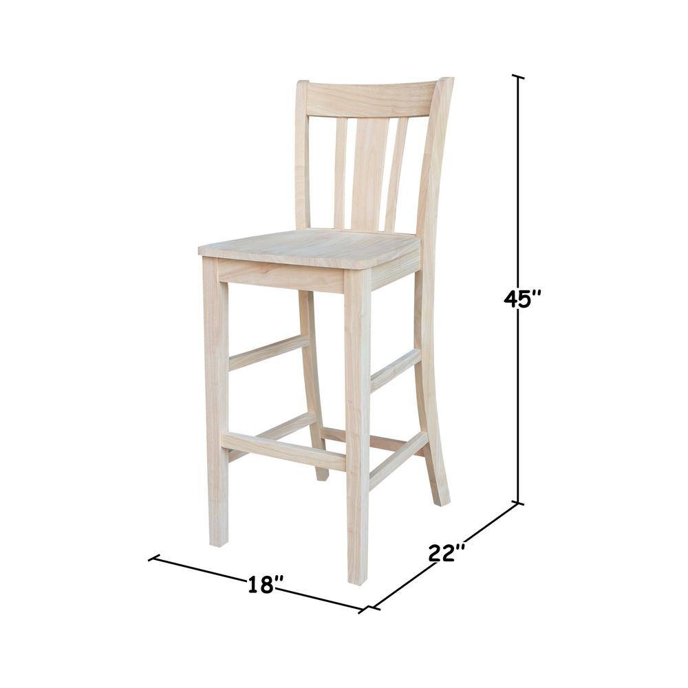 San Remo 30-Inch Unfinished Solid Wood Traditional Bar Stool