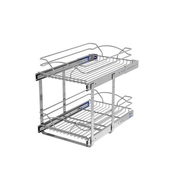 Chrome Steel 15 in. 2-Tier Pullout Basket with Soft-Close