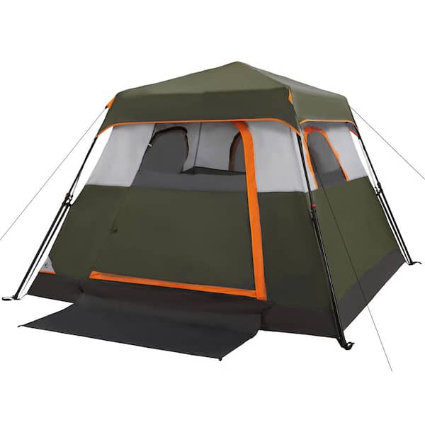 Camping Tent 8 ft. x 8 ft. Army Green Camping Tent Fast Cabin Tent with Instant Setup Tent