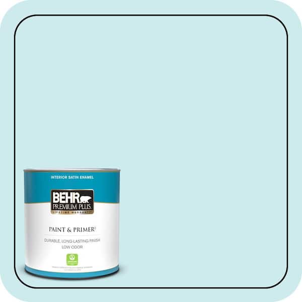 BEHR PREMIUM PLUS 1 qt. #520C-2 Fountain Spout Satin Enamel Low Odor Interior Paint & Primer